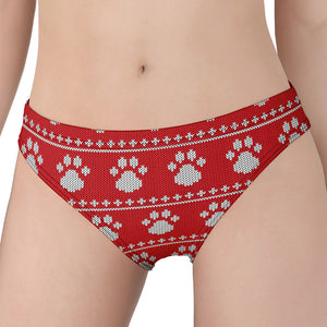 Christmas Paw Knitted Pattern Print Women's Panties