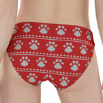 Christmas Paw Knitted Pattern Print Women's Panties