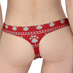 Christmas Paw Knitted Pattern Print Women's Thong