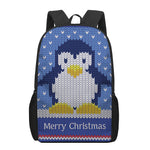Christmas Penguin Knitted Print 17 Inch Backpack