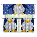 Christmas Penguin Knitted Print 3 Piece Kitchen Curtains