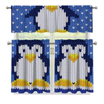 Christmas Penguin Knitted Print 3 Piece Kitchen Curtains