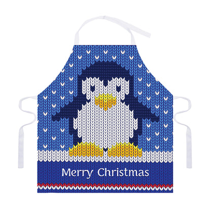 Christmas Penguin Knitted Print Adjustable Apron