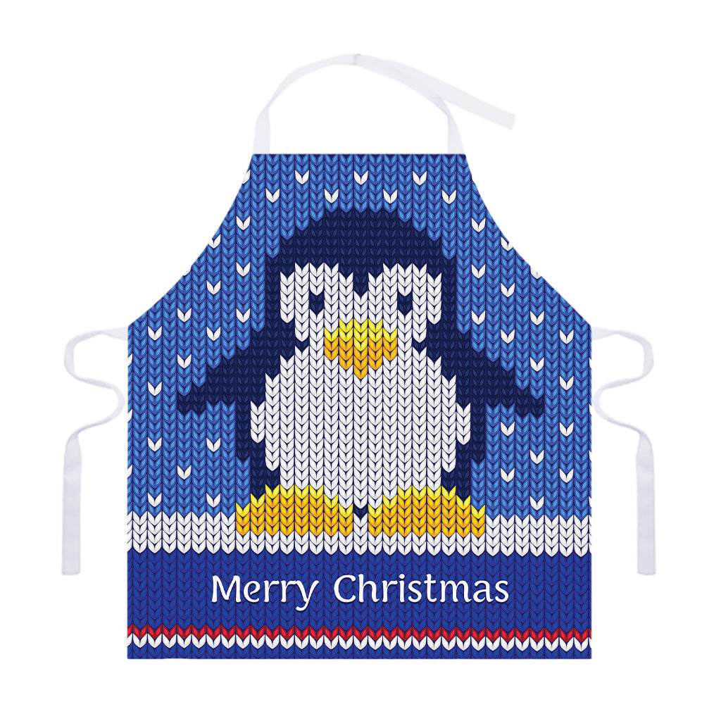 Christmas Penguin Knitted Print Adjustable Apron