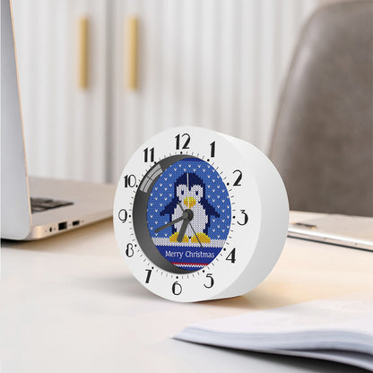 Christmas Penguin Knitted Print Alarm Clock