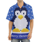 Christmas Penguin Knitted Print Aloha Shirt