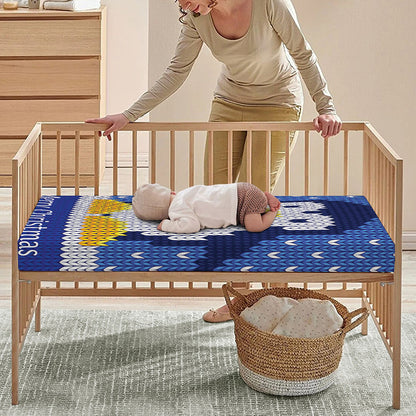 Christmas Penguin Knitted Print Baby Crib Sheet