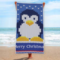 Christmas Penguin Knitted Print Beach Towel