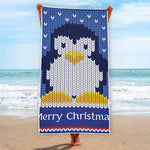 Christmas Penguin Knitted Print Beach Towel