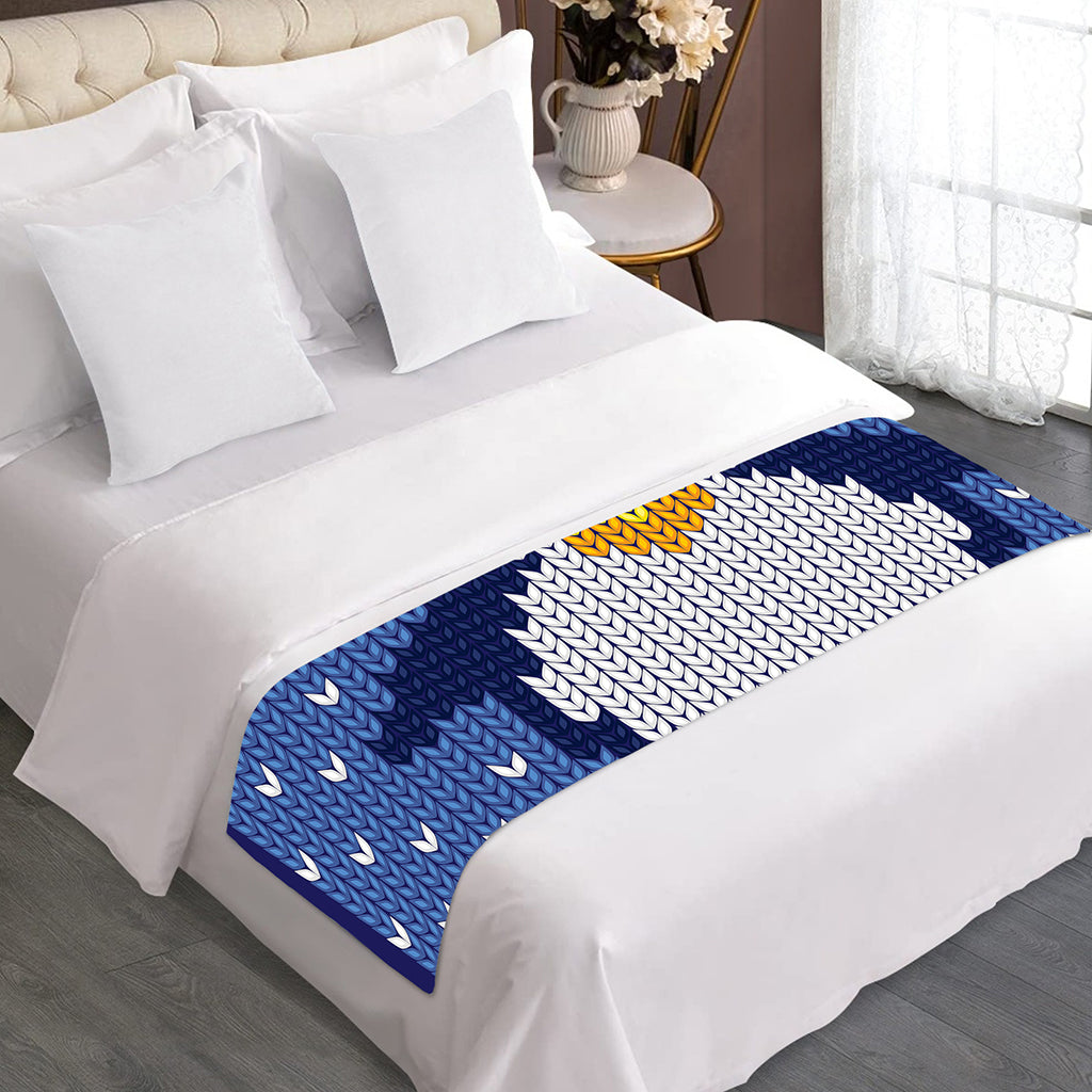 Christmas Penguin Knitted Print Bed Runner