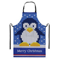 Christmas Penguin Knitted Print Bib Apron With Pocket