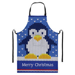 Christmas Penguin Knitted Print Bib Apron With Pocket