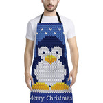 Christmas Penguin Knitted Print Bib Apron With Pocket