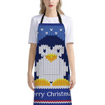 Christmas Penguin Knitted Print Bib Apron With Pocket