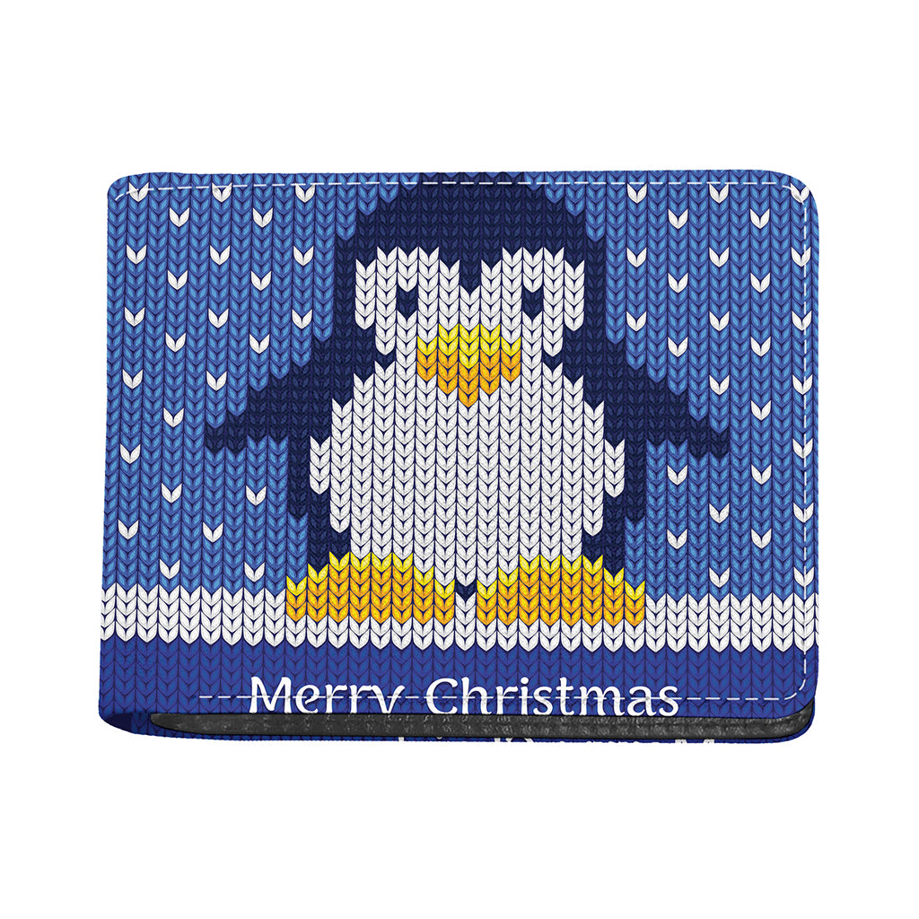Christmas Penguin Knitted Print Bifold Wallet