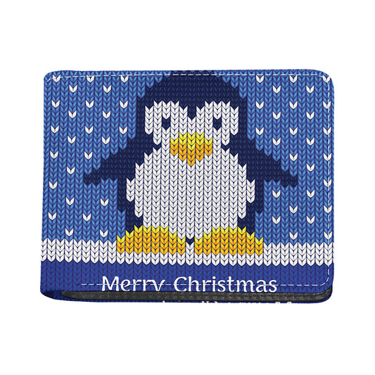 Christmas Penguin Knitted Print Bifold Wallet