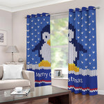 Christmas Penguin Knitted Print Blackout Grommet Curtains