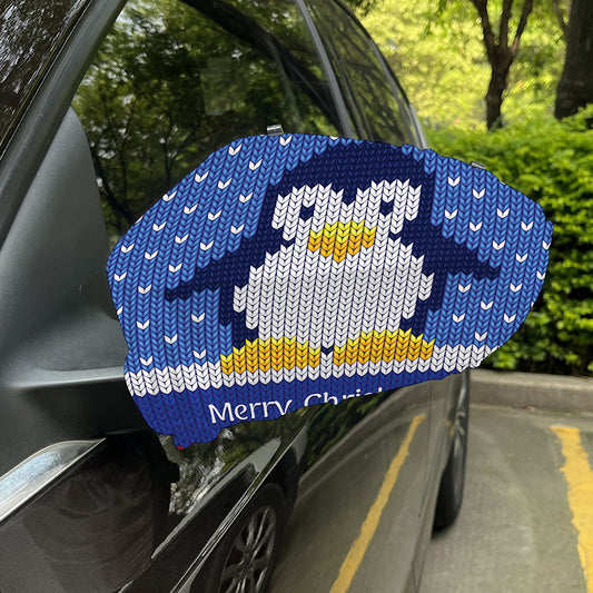 Christmas Penguin Knitted Print Car Side Mirror Covers