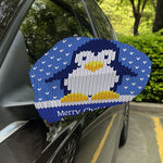 Christmas Penguin Knitted Print Car Side Mirror Covers