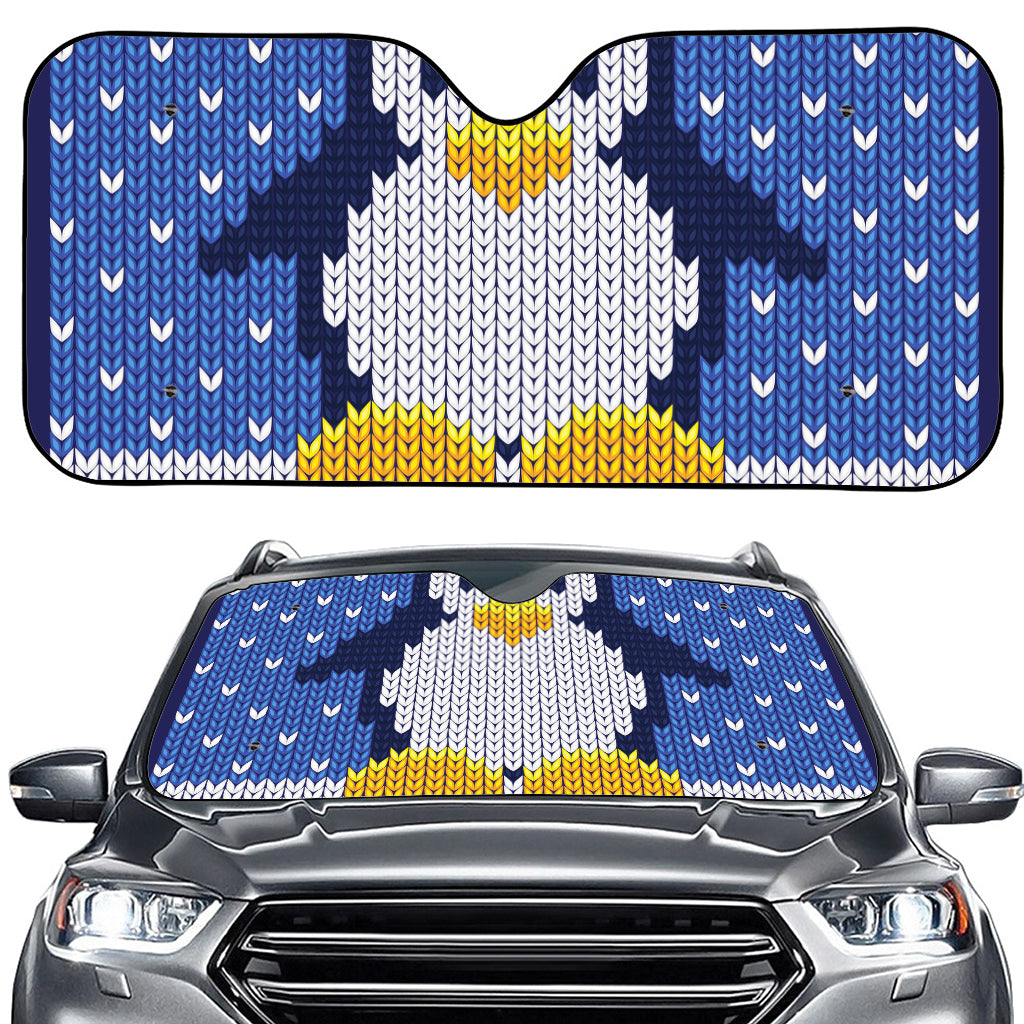 Christmas Penguin Knitted Print Car Windshield Sun Shade