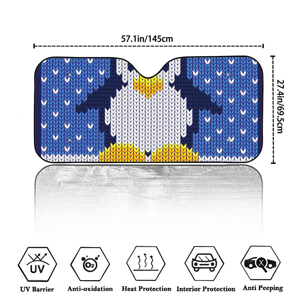 Christmas Penguin Knitted Print Car Windshield Sun Shade