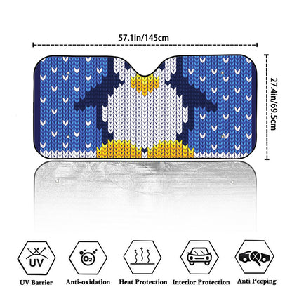 Christmas Penguin Knitted Print Car Windshield Sun Shade