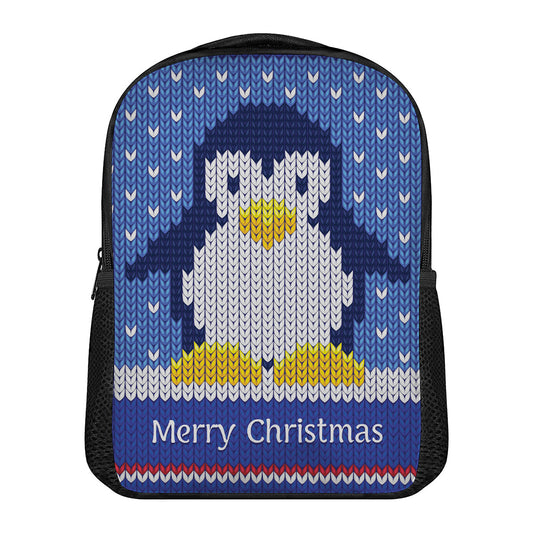 Christmas Penguin Knitted Print Casual Backpack
