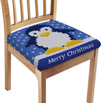 Christmas Penguin Knitted Print Chair Cushion Cover