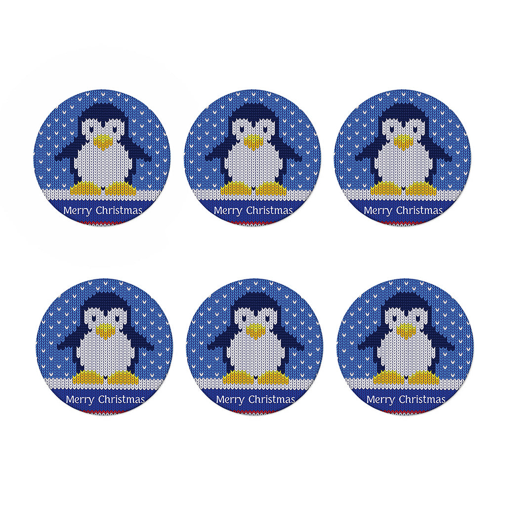 Christmas Penguin Knitted Print Coaster Set