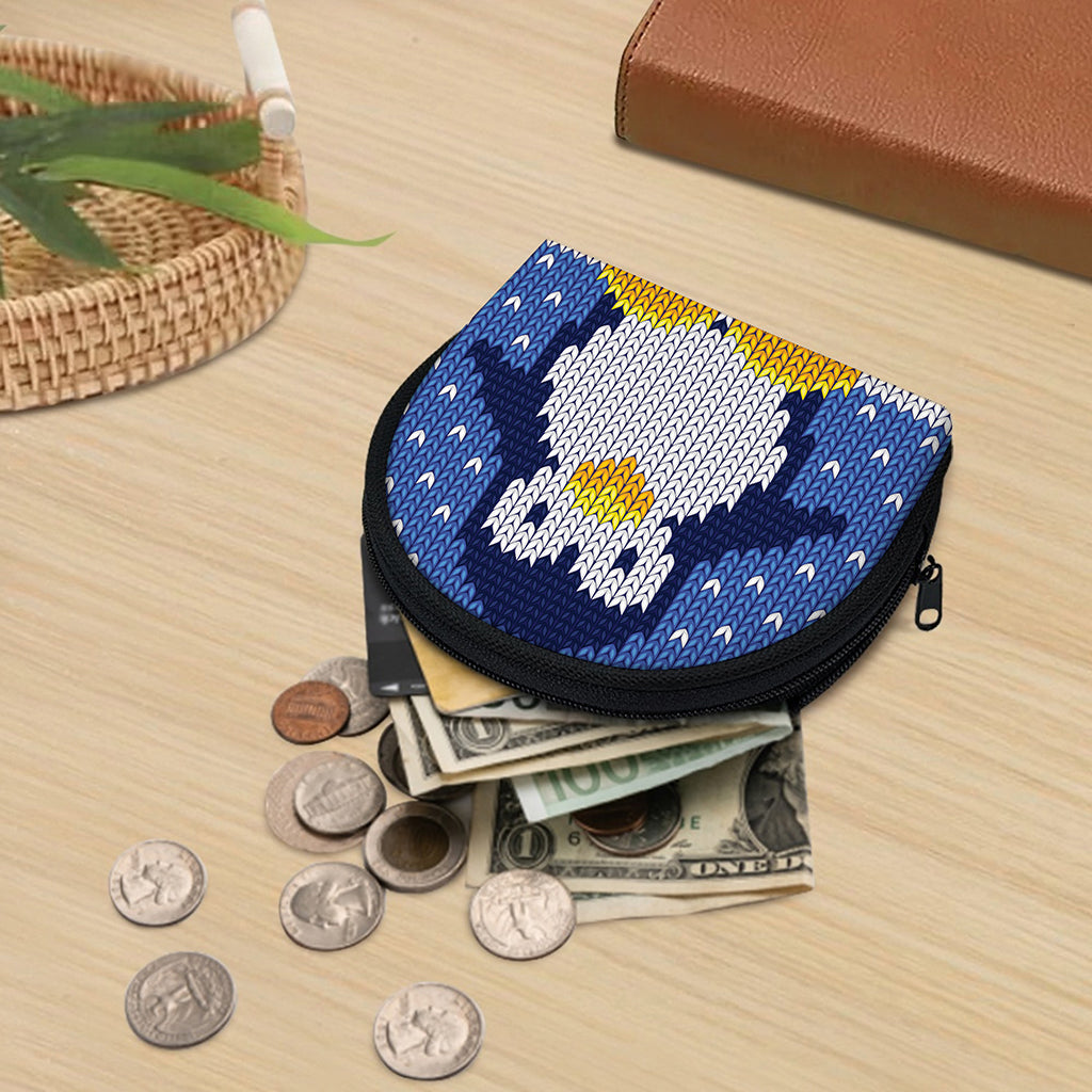 Christmas Penguin Knitted Print Coin Purse