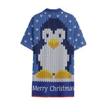 Christmas Penguin Knitted Print Cotton Hawaiian Shirt