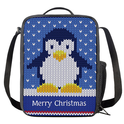 Christmas Penguin Knitted Print Crossbody Lunch Bag