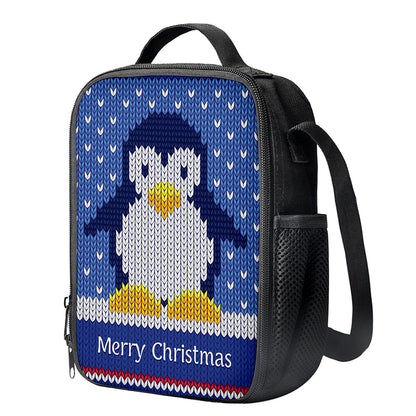 Christmas Penguin Knitted Print Crossbody Lunch Bag