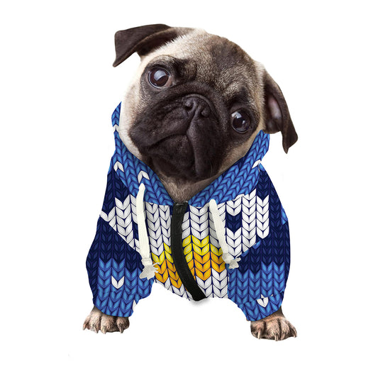 Christmas Penguin Knitted Print Dog Zip Up Hoodie