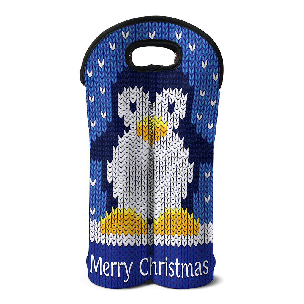 Christmas Penguin Knitted Print Double Neoprene Wine Tote