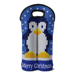 Christmas Penguin Knitted Print Double Neoprene Wine Tote