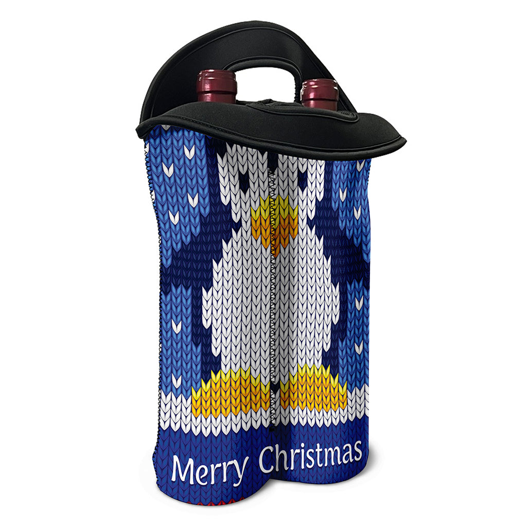 Christmas Penguin Knitted Print Double Neoprene Wine Tote