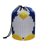 Christmas Penguin Knitted Print Drawstring Makeup Bag