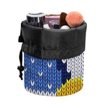Christmas Penguin Knitted Print Drawstring Makeup Bag