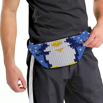 Christmas Penguin Knitted Print Fanny Pack