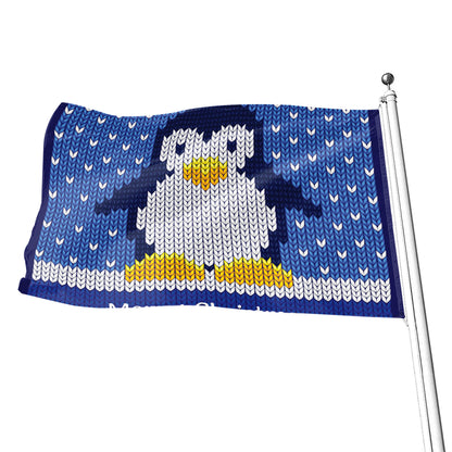 Christmas Penguin Knitted Print Flag