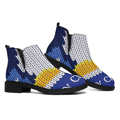 Christmas Penguin Knitted Print Flat Ankle Boots