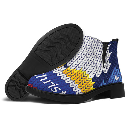 Christmas Penguin Knitted Print Flat Ankle Boots