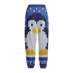 Christmas Penguin Knitted Print Fleece Lined Knit Pants