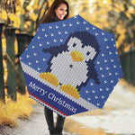 Christmas Penguin Knitted Print Foldable Umbrella