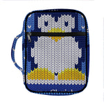 Christmas Penguin Knitted Print Front Pocket Bible Bag