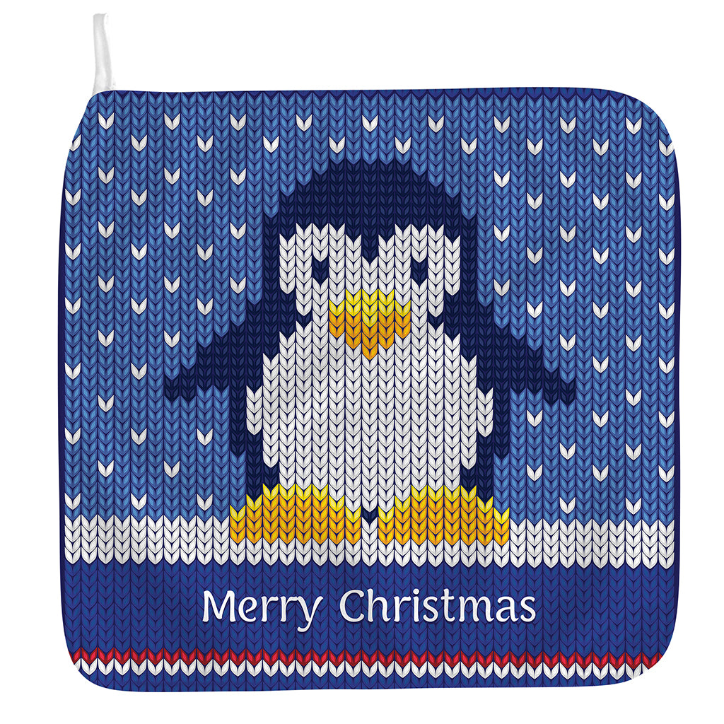 Christmas Penguin Knitted Print Hand Towel