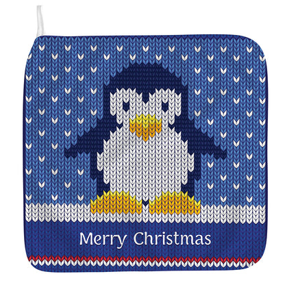 Christmas Penguin Knitted Print Hand Towel