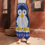 Christmas Penguin Knitted Print Harem Pants