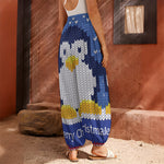 Christmas Penguin Knitted Print Harem Pants